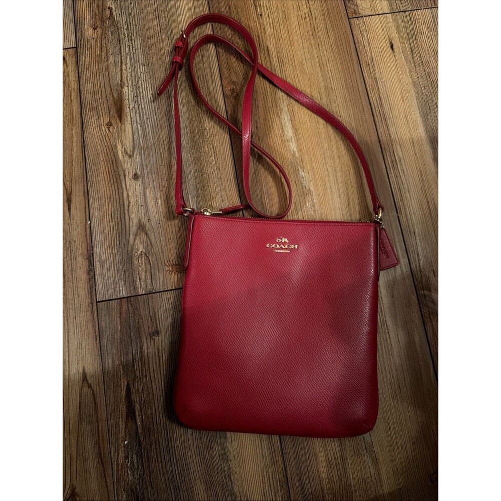 Coach North South Crossbody Bag-Red w/ Adjustable Strap Gold Hardware.Excellent! - Picture 13 of 16